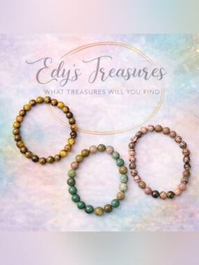 8mm Crystal Bracelet Set – Tiger Eye, Indian Agate & Rhodonite NEW